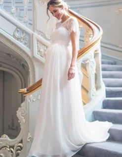 Online Seraphine Evette | Ivory Lace & Silk Maternity Gown