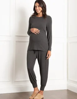 Online Seraphine Eyva | Long Sleeve Ribbed Maternity & Nursing Pyjama Set
