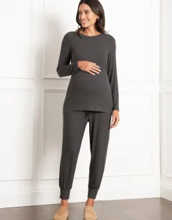 Online Seraphine Eyva | Long Sleeve Ribbed Maternity & Nursing Pyjama Set