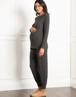 Online Seraphine Eyva | Long Sleeve Ribbed Maternity & Nursing Pyjama Set