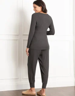 Online Seraphine Eyva | Long Sleeve Ribbed Maternity & Nursing Pyjama Set