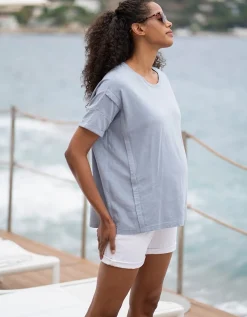 Cheap Seraphine Fergie | Light Blue Oversized Boxy Fit Maternity to Nursing T-Shirt