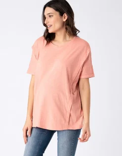 Hot Seraphine Fergie | Light Pink Oversized Boxy Fit Maternity to Nursing T-Shirt