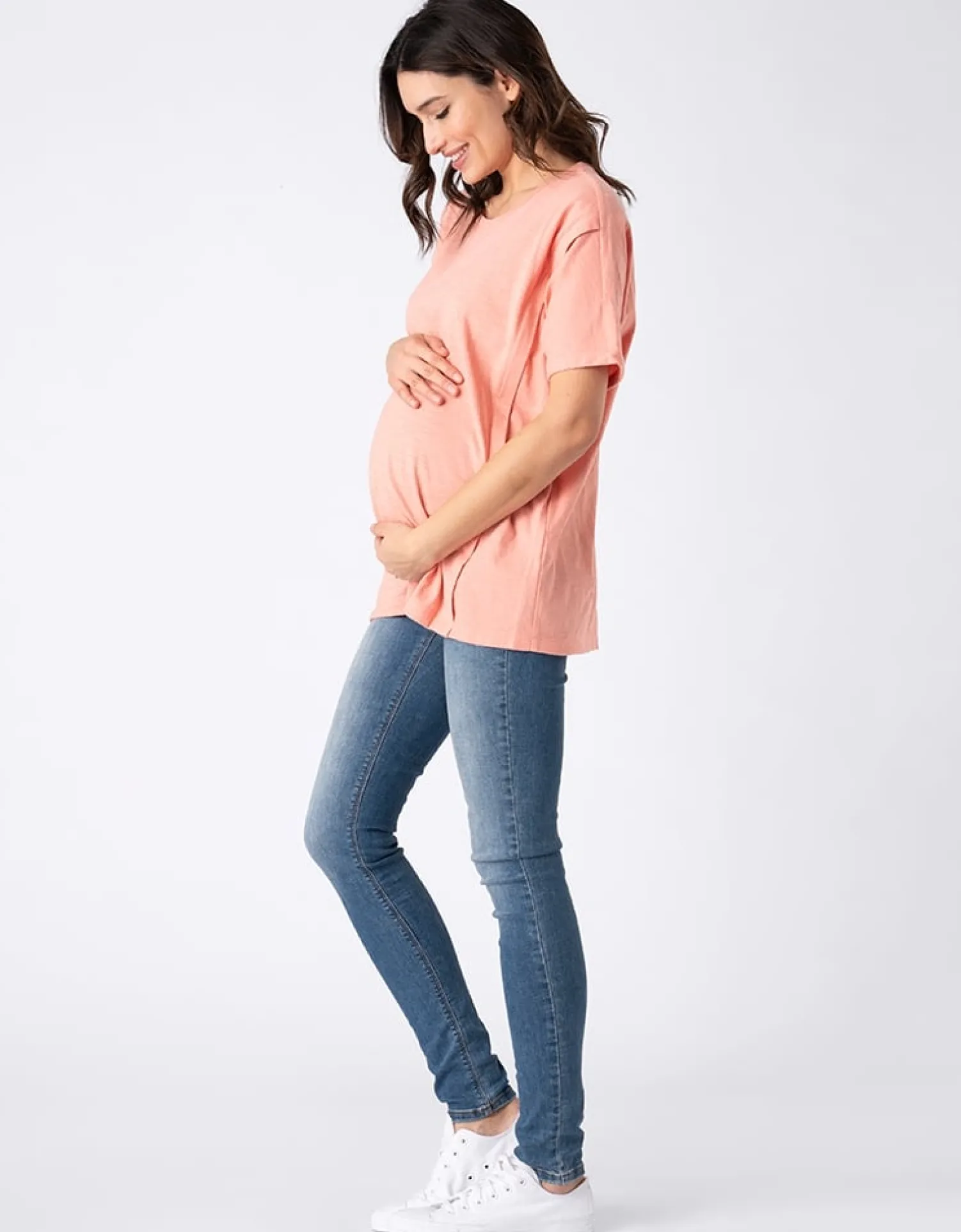 Hot Seraphine Fergie | Light Pink Oversized Boxy Fit Maternity to Nursing T-Shirt