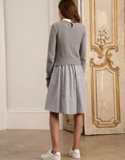 Best Sale Seraphine Flo | Grey 2 in 1 Maternity & Nursing Shirt Dress