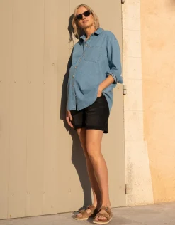 Cheap Seraphine Floryn | Denim Curved Hem Maternity Shirt