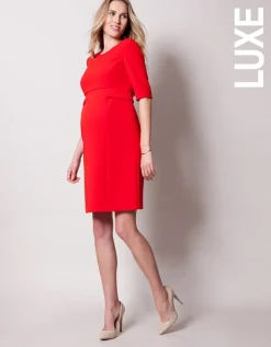 Hot Seraphine Francesca | Scarlet Peplum Maternity Dress