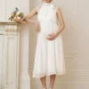 Online Seraphine Greta | Ivory Maternity & Nursing Dress with Neckline Tie