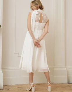 Online Seraphine Greta | Ivory Maternity & Nursing Dress with Neckline Tie