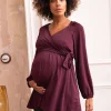 Hot Seraphine Halston | Plum Mock Wrap Maternity & Nursing Top