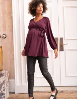 Hot Seraphine Halston | Plum Mock Wrap Maternity & Nursing Top