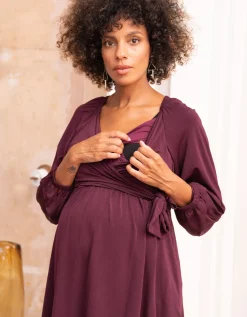 Hot Seraphine Halston | Plum Mock Wrap Maternity & Nursing Top