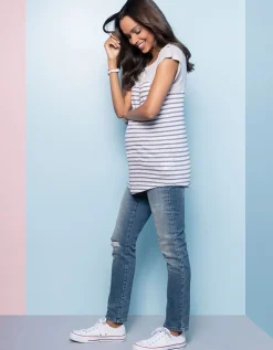 Shop Seraphine Henrietta | Linen Stripe Maternity & Nursing Top