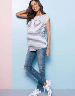 Shop Seraphine Henrietta | Linen Stripe Maternity & Nursing Top