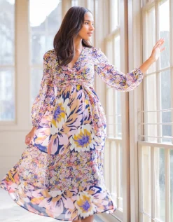 Shop Seraphine Ione | Boho Floral Maternity & Nursing Midi Dress