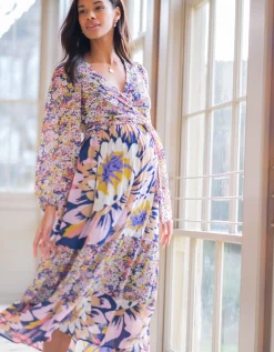 Shop Seraphine Ione | Boho Floral Maternity & Nursing Midi Dress
