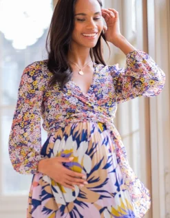 Shop Seraphine Ione | Boho Floral Maternity & Nursing Midi Dress