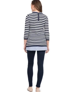 New Seraphine Janice | Cotton Stripe Maternity & Nursing Sweater with Detachable Collar
