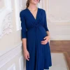 Best Seraphine Jolene | Dark Blue Knot Front Maternity Dress