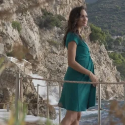 New Seraphine Jolene | Green Knot Front Maternity Dress