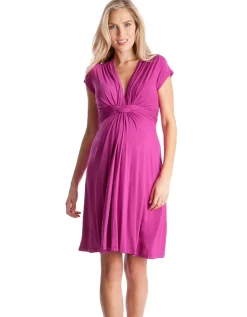 Fashion Seraphine Jolene | Pink Fuchsia Knot Front Maternity Dress