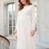 Best Sale Seraphine Josephina | Ivory Pleated Midi Maternity Dress