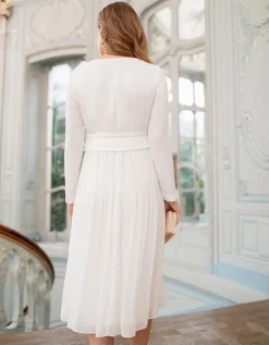 Best Sale Seraphine Josephina | Ivory Pleated Midi Maternity Dress