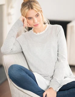 Best Sale Seraphine Jupiter | Cotton Blend Maternity & Nursing Sweater with Detachable Collar