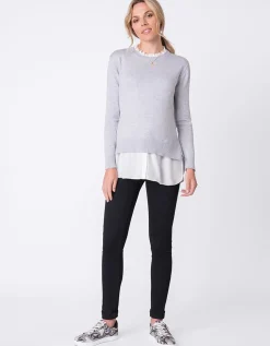 Best Sale Seraphine Jupiter | Cotton Blend Maternity & Nursing Sweater with Detachable Collar