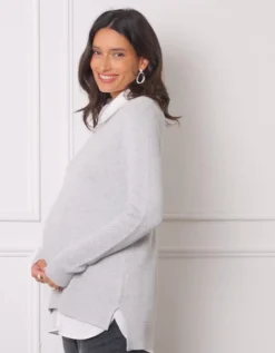 Store Seraphine Katrina | Knit Maternity & Nursing Sweater with Woven Shirt