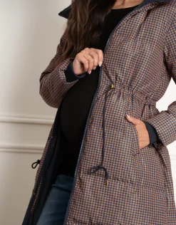 Store Seraphine Keeri | Houndstooth Puffer Maternity Coat