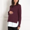 Hot Seraphine Kelah | Knit Sweater with Woven Maternity & Nursing Shirt