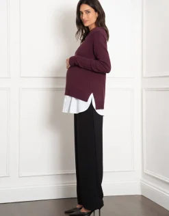 Hot Seraphine Kelah | Knit Sweater with Woven Maternity & Nursing Shirt