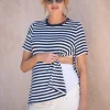 Clearance Seraphine Kellan | Short Sleeve Striped Maternity-To-Nursing T-Shirt