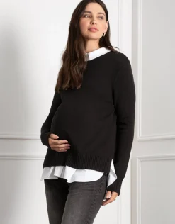 Best Seraphine Kerryn | Knit Maternity & Nursing Sweater with Woven Shirt