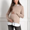 Best Sale Seraphine Kerryn | Knit Maternity & Nursing Sweater with Woven Shirt