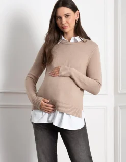 Best Sale Seraphine Kerryn | Knit Maternity & Nursing Sweater with Woven Shirt