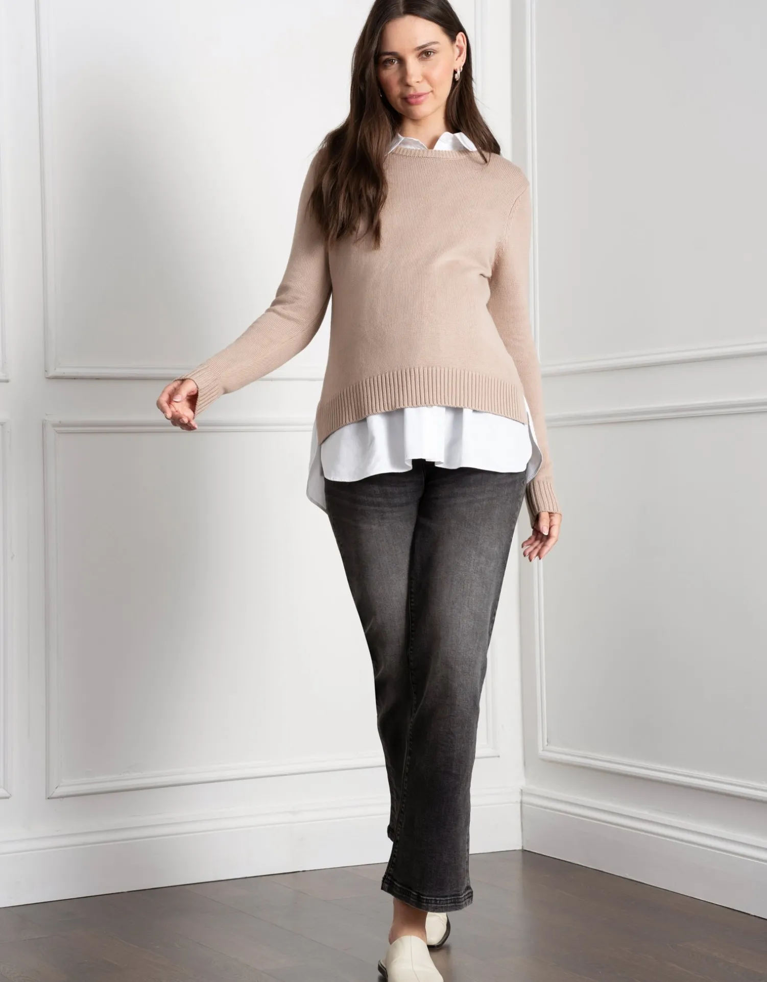 Best Sale Seraphine Kerryn | Knit Maternity & Nursing Sweater with Woven Shirt