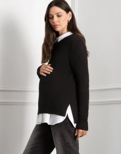 Best Seraphine Kerryn | Knit Maternity & Nursing Sweater with Woven Shirt