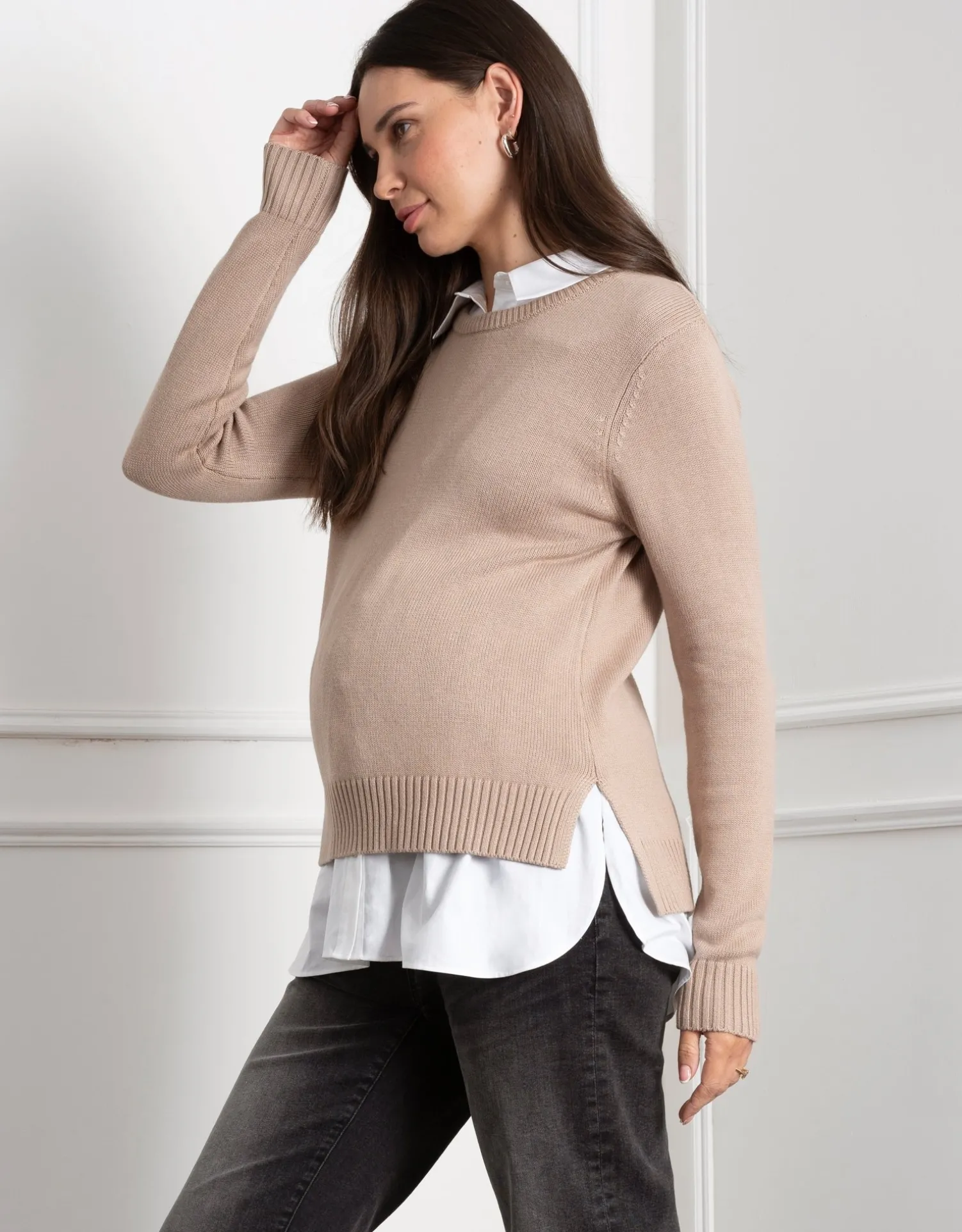 Best Sale Seraphine Kerryn | Knit Maternity & Nursing Sweater with Woven Shirt