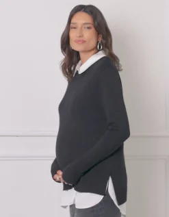 Best Seraphine Kerryn | Knit Maternity & Nursing Sweater with Woven Shirt