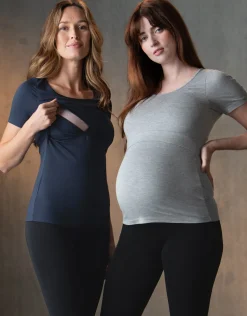 Cheap Seraphine Laina | Twin Pack Maternity & Nursing T-Shirts u2013 Navy & Grey