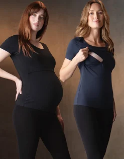 Outlet Seraphine Laina | Twin Pack Maternity & Nursing Short Sleeve Tops u2013 Black & Navy