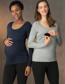 Store Seraphine Laina | Twin Pack Maternity & Nursing Tops u2013 Navy & Grey
