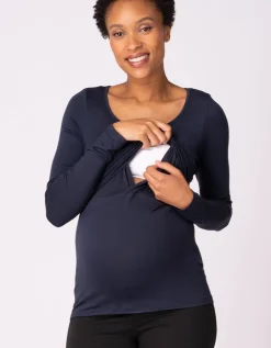 Store Seraphine Laina | Twin Pack Maternity & Nursing Tops u2013 Navy & Grey