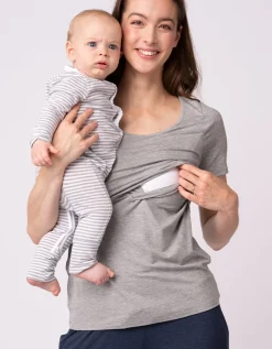 Cheap Seraphine Laina | Twin Pack Maternity & Nursing T-Shirts u2013 Navy & Grey