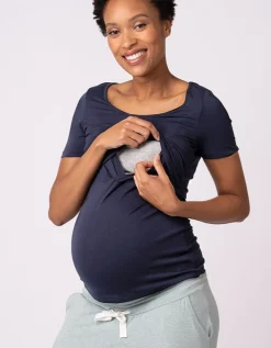Cheap Seraphine Laina | Twin Pack Maternity & Nursing T-Shirts u2013 Navy & Grey