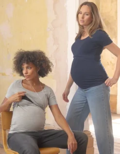 Cheap Seraphine Laina | Twin Pack Maternity & Nursing T-Shirts u2013 Navy & Grey