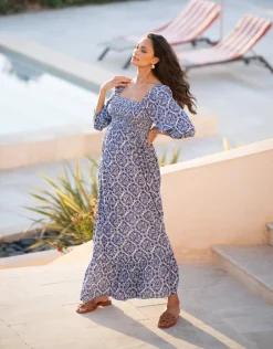 Online Seraphine Lally | Crepe Shirred Bodice Maxi Maternity Dress