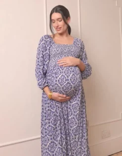 Online Seraphine Lally | Crepe Shirred Bodice Maxi Maternity Dress